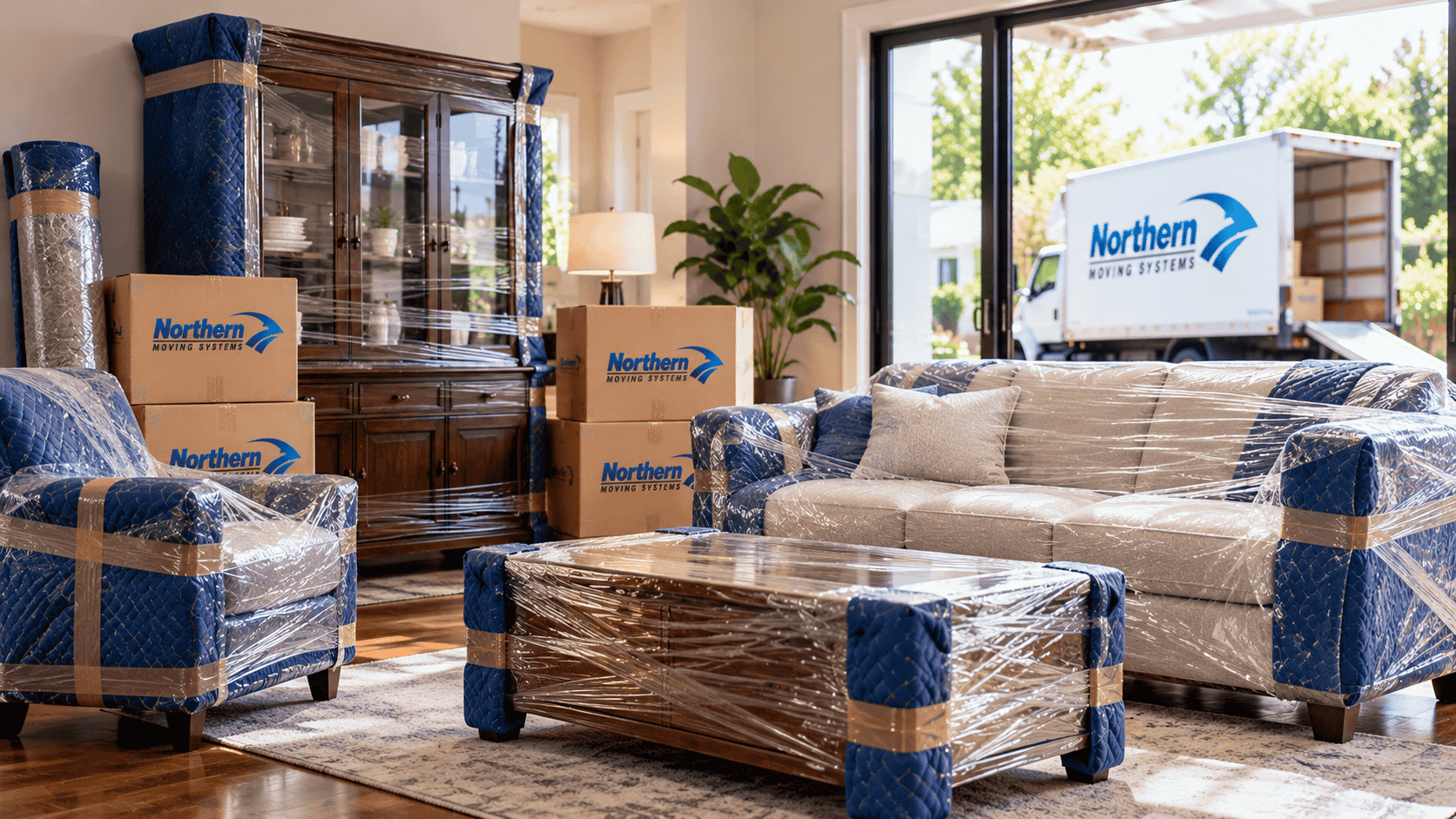 Furniture being disassembled and packed